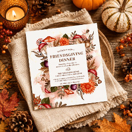 Rustika Svamp Höstblad Thanksgiving Inbjudningar
