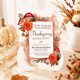 Rustika Svampar Eleganta Höstlöv Thanksgiving Inbjudningar