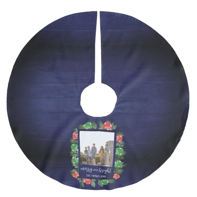 Rustika Svampiga Julmotiv från Skogen Julgransmatta Borstad Polyester (Framsidan)