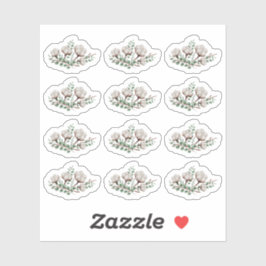 Rustika sydstatsbomullsbollblommor Grön lövverk Klistermärken