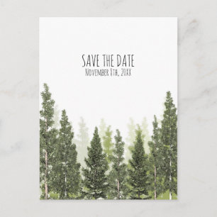 Rustika tallar Enkla landsbygdens Save the Date Meddelande Vykort