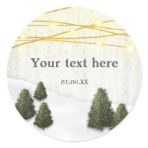 Rustika tallar på vinterbröllop december snö