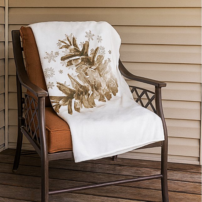 Rustika Tallkottar i Snö Fleecefilt (Warm and cozy pinecone and snowflake fleece blanket.  )