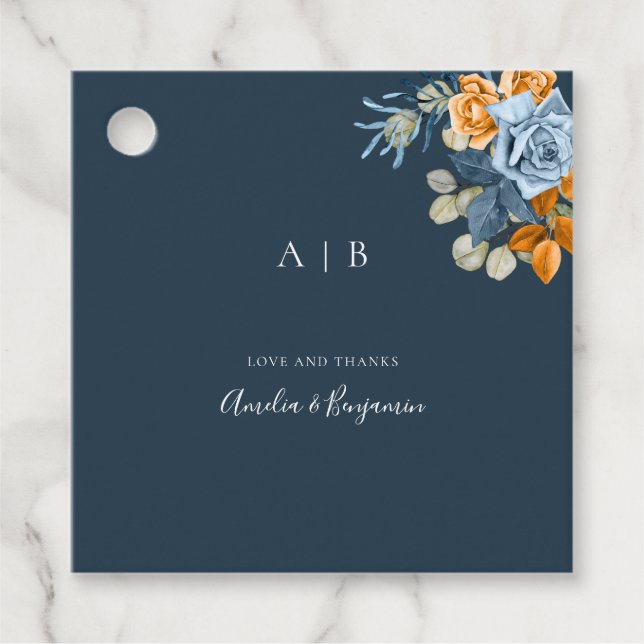 Rustika Tegel Rödblå Rust Tack Bröllop Gåvor Etiketter (Framsida)