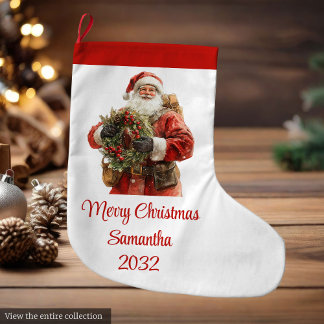 Rustika Tomte Jul Firande Glädje Strumpa