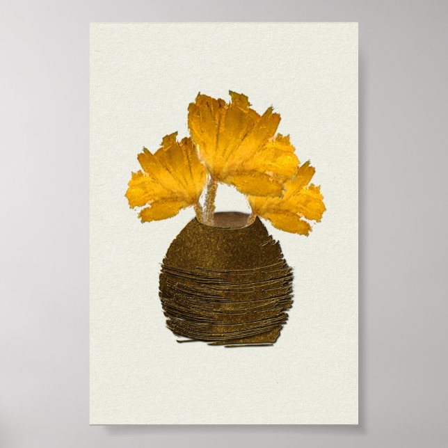Rustika Torka Varm Ljus Blommor i Kopparvas Poster (Framsidan)