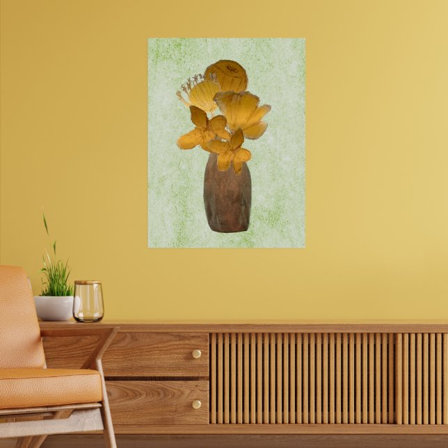 Rustika torra blommor i vas akvarell poster (Vardagsrum 2)