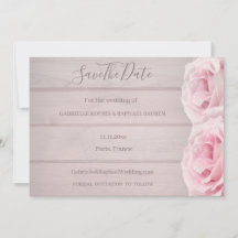 Rustika Trä Äkta Rosa Rosor Spara Datum Bröllop