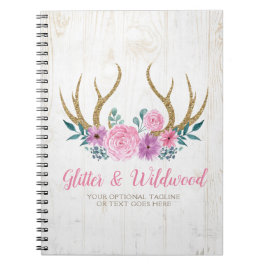 Rustika Trä & Akvarell Blommiga Hjorthorn Butik Anteckningsbok