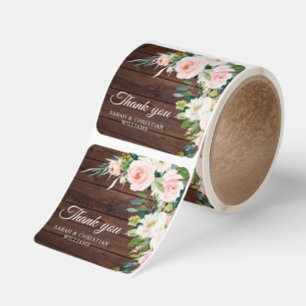 Rustika Trä Blommiga Bröllop Tacksamt Klistermärke