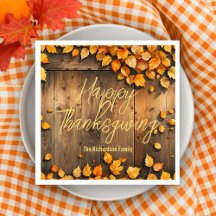 Rustika Trä Gula Höstlöv Glad Thanksgiving