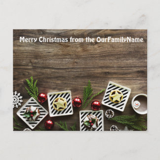 Rustika Trä Ornamenter Jul Anpassa Postkort Vykort