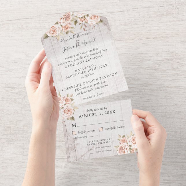 Rustika Trä & Romantiska Rosor Shabby Chic Bröllop (Avrivbar del)