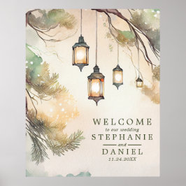 Rustika Träd Botaniska Lykta Ljus Bröllop Poster