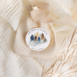 Rustika Träd med Vattenfärg Monogram Runt Klistermärke