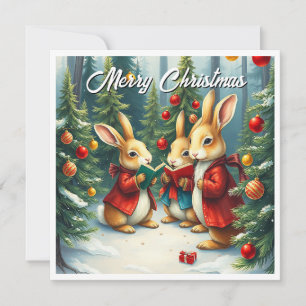 Rustika Trädföremål Vinter Tall Caroling Julkort