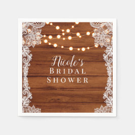 Rustika Trähackor & Strängljus Bröllop Brud- Pappersservett