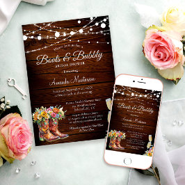 Rustika träsko och sprudlande western bröllopsdusc inbjudningar