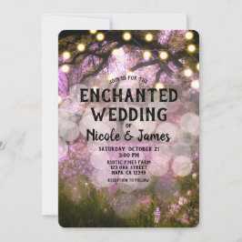 Rustika vårlyktor förtrollad skog bröllop inbjudningar