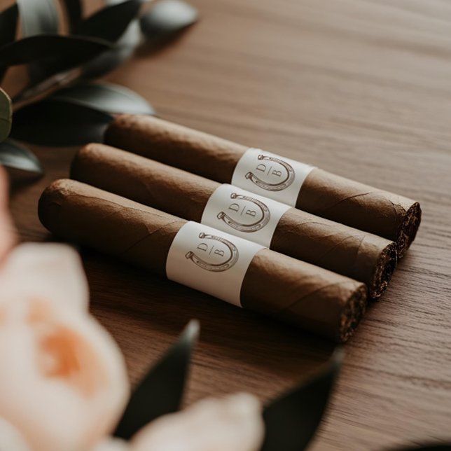 Rustika Västerländska Hästsko Monogram Cigarrband Returadress Etikett (Rustic Western Horseshoe Monogram Cigar Bands)