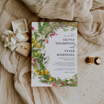 Rustika Vilda Blommor Boho Bröllopsinbjudan