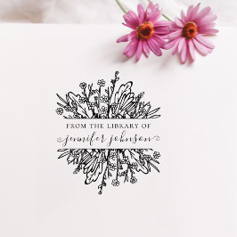 Rustika vilda blommor Elegant Whimsical bibliotek  Stämpel