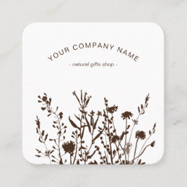 Rustika vilda blommor jordnära blommotiv logotyp fyrkantigt visitkort
