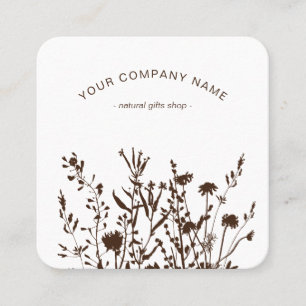 Rustika vilda blommor jordnära blommotiv logotyp fyrkantigt visitkort