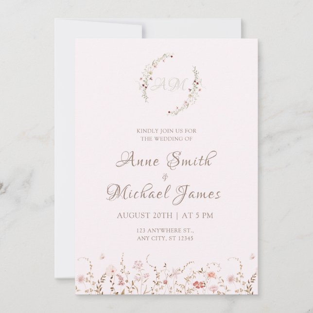 Rustika vilda blommor med foto boho land floristik spara datumet (Framsida)