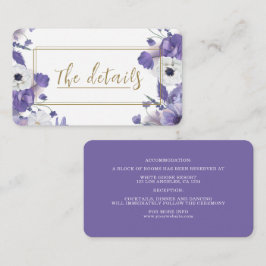 Rustika vildblommor Mauve lila bröllopsdetaljer Tilläggskort