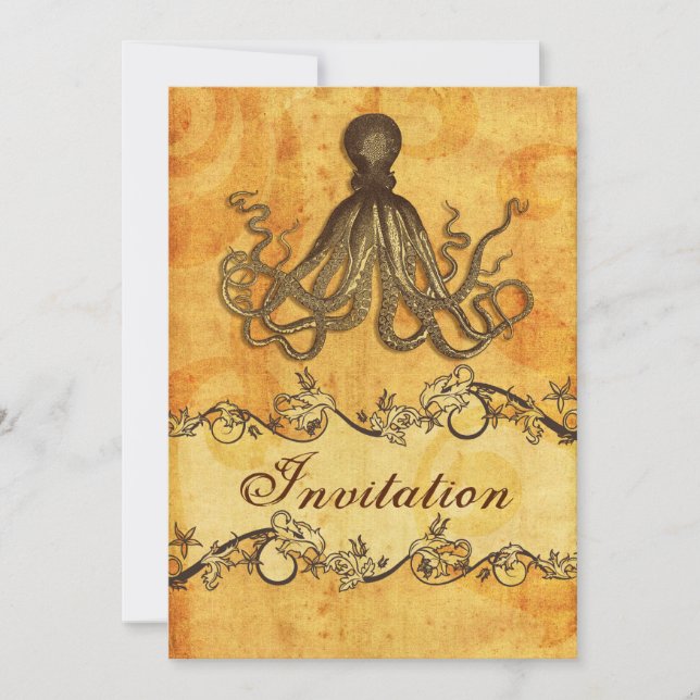 Rustika, vintage, inbjudningskort på bläckstrand (Framsida)