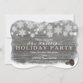 Rustika vinter snöflingor & tallkottar inbjudninga inbjudningar