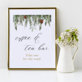 Rustika vintertallar Kaffe och Tebars-skylt Poster