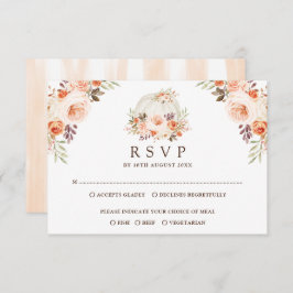 Rustika Vita Pumpa Höstblommor Bröllop Svar RSVP Kort