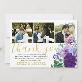 Rustika vykort med tackmeddelande Blå blommor