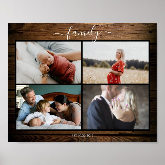 Rustikal Kundenspezifisches Familie Foto Poster (Framsidan)
