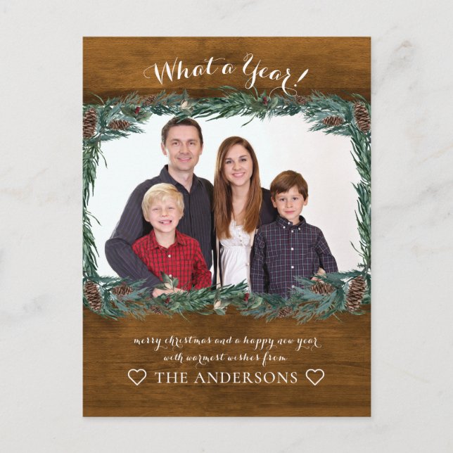 Rustikal, vilket år! Weihnachtskranz Foto Vykort (Framsida)