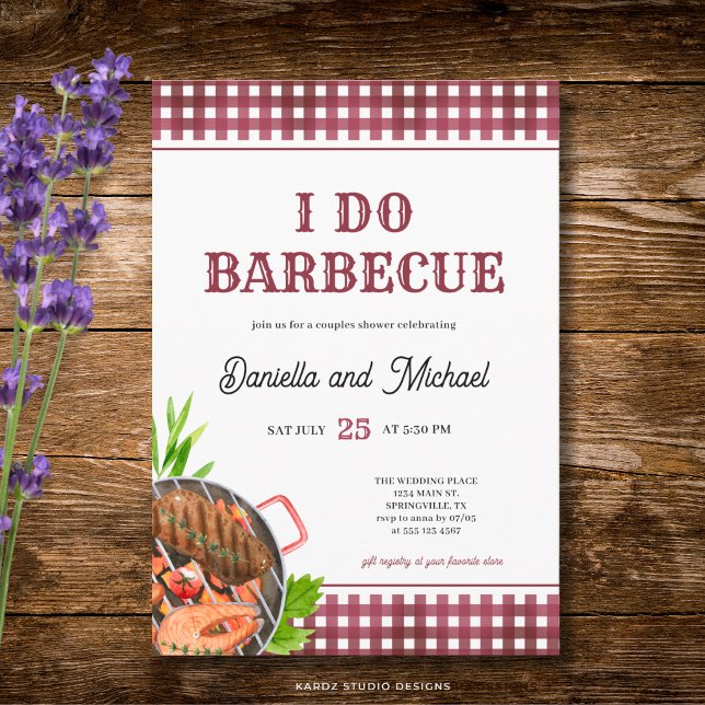 Rustikalt Casual Jag Gör Grillbröllopsfest Inbjudningar (The front of the invitation is shown at a 5x7 inch size. Choose size, paper, + corner style.)