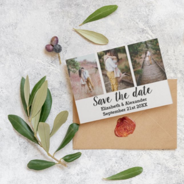 Rustikalt fotokollage Save The Date-kort Inbjudningar (Skapare uppladdad)