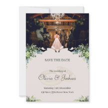 Rustikalt inomhusbröllop Spara datum-kort