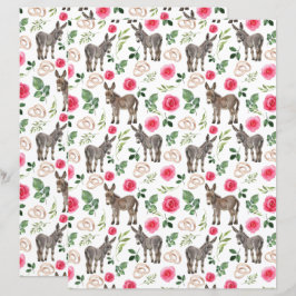 Rustikt Äsel Blommigt Rosa Scrapbookpapper