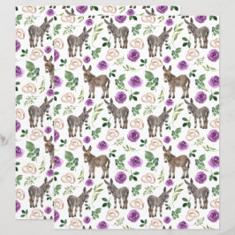 Rustikt Åsna Blommig Lila Scrapbookpapper