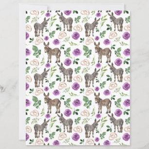 Rustikt Åsna Blommig Lila Scrapbookpapper