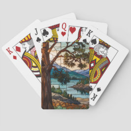 Rustikt bergslandskap i glasmålning casinokort