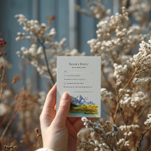 Rustikt Blå Bergbröllop Svarskort