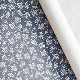 Rustikt Blått Vinterlöv Jul Presentpapper