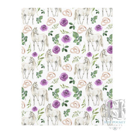 Rustikt blomstret hästtema lila scrapbookpapper