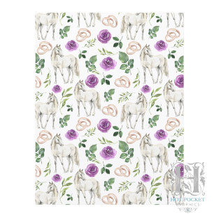Rustikt blomstret hästtema lila scrapbookpapper