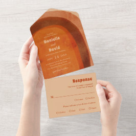 Rustikt bränt orange valv modern bröllop