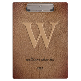 Rustikt brunt lädermonogram stilfullt skrivet namn